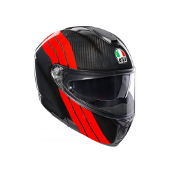 Kask Motocyklowy Szczękowy AGV Sportmodular Stripes Carbon/Czerwony