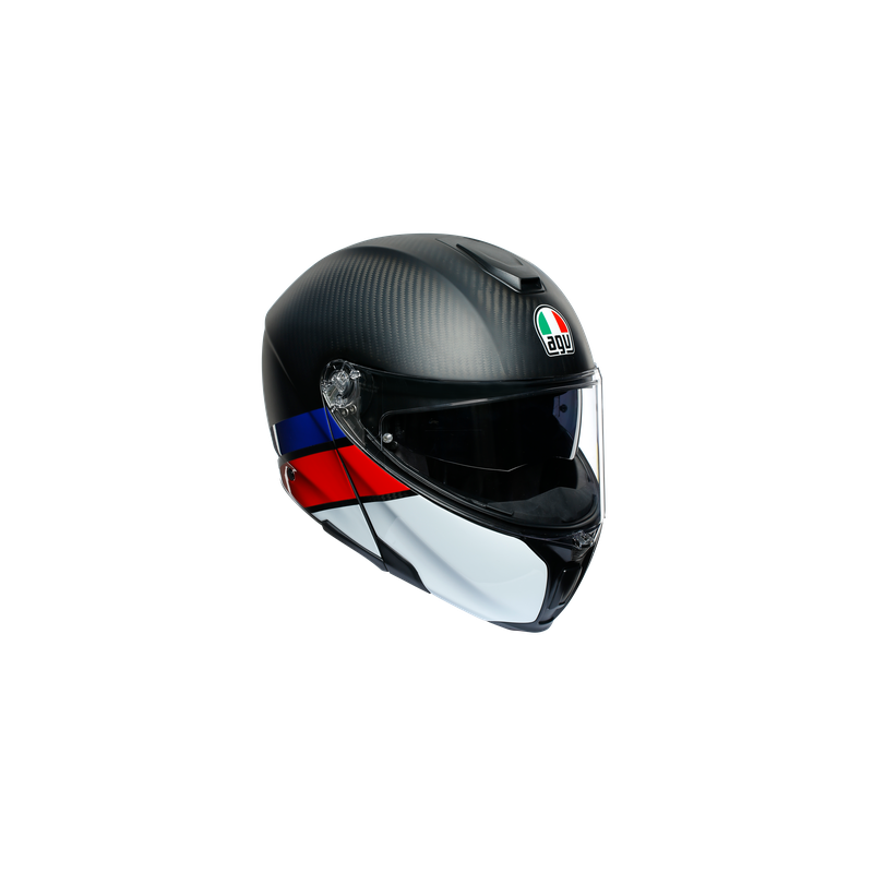 Kask Motocyklowy Szczękowy AGV Sportmodular Ray Layer Carbon/Czerwony/Niebieski