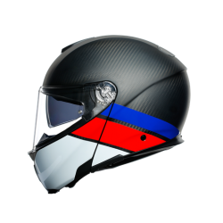 Kask Motocyklowy Szczękowy AGV Sportmodular Ray Layer Carbon/Czerwony/Niebieski
