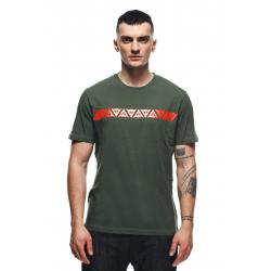 Koszulka Dainese T-Shirt Stripes Beżowo/Czerwona-Fluo